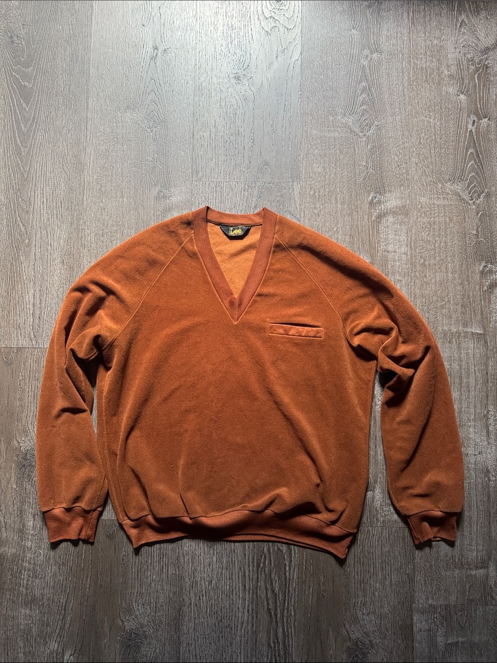 Vintage Men's V-Neck Sweater in Rust Orange